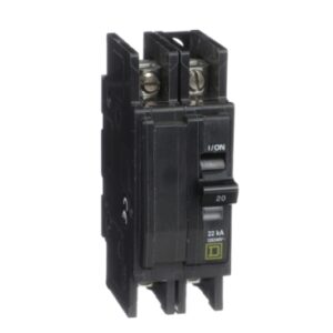 Mini interruptor, QOU, 25 A, 2 polos, 120/240 VCA, 22 kA